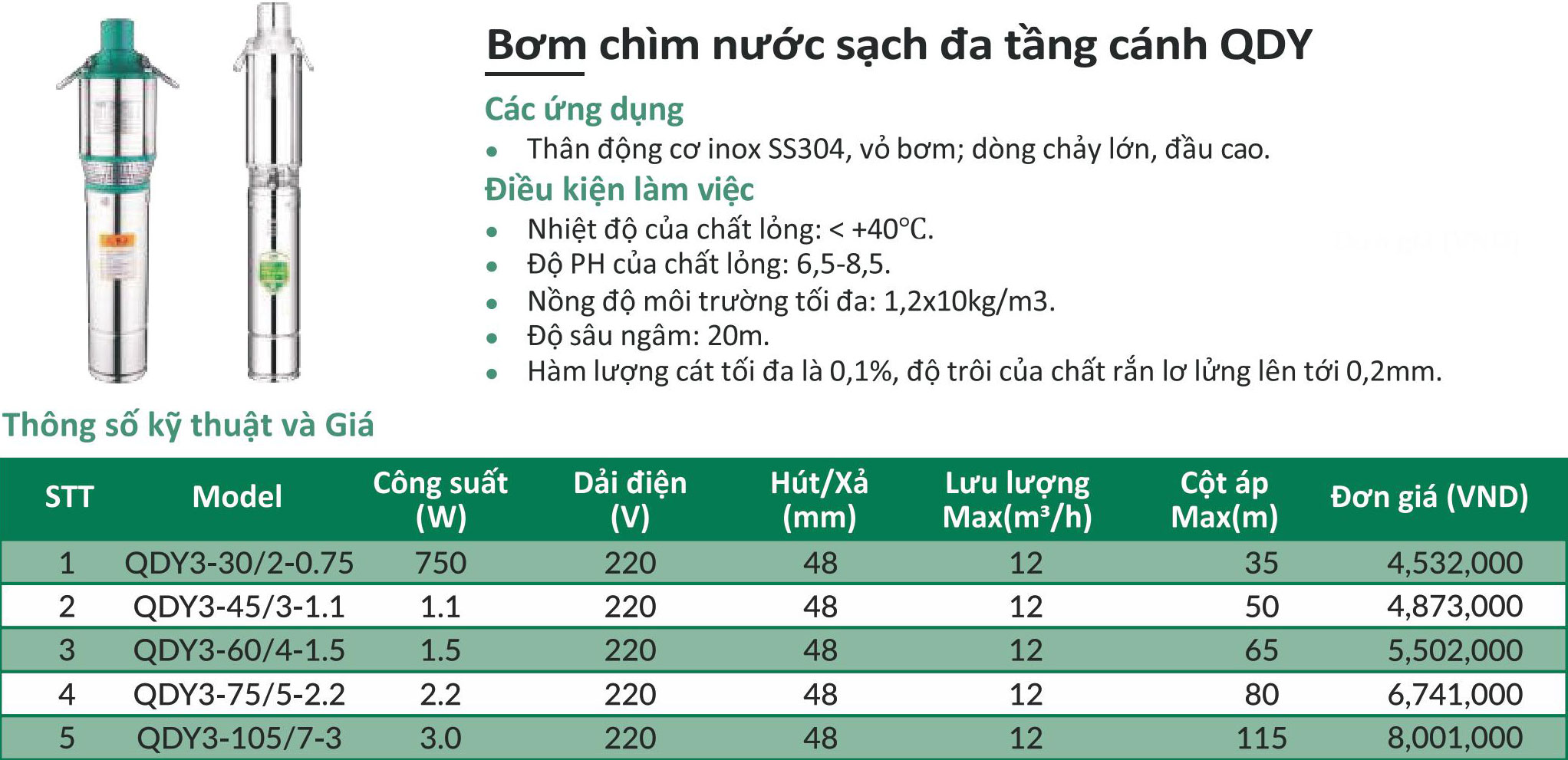 Máy bơm chìm Chimppro QDY