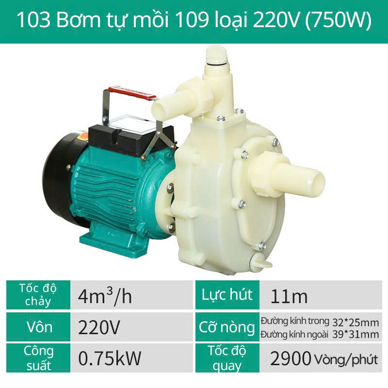 M&aacute;y bơm axit H2SO4 tự mồi điện 220V