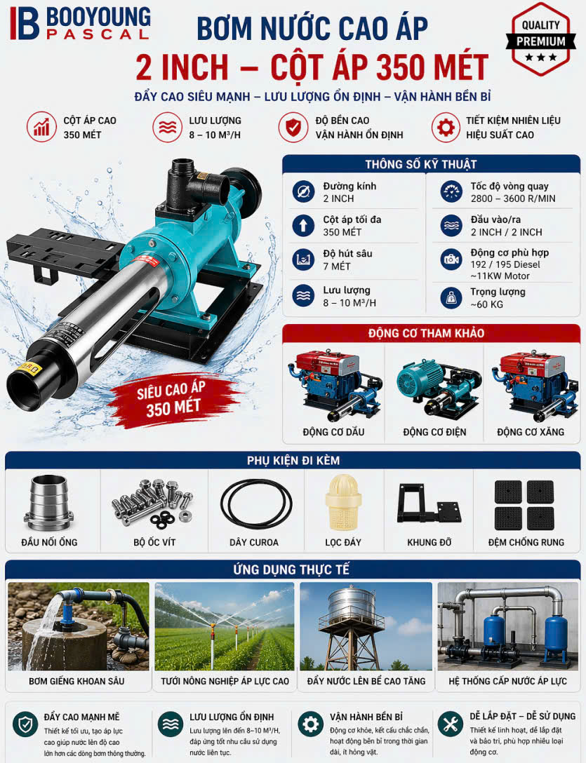 máy bơm nước trục vít 2 inch 350m